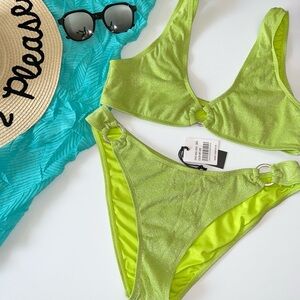 NWT Kendall And Kylie Bright Lime Green Bikini With Shimmer